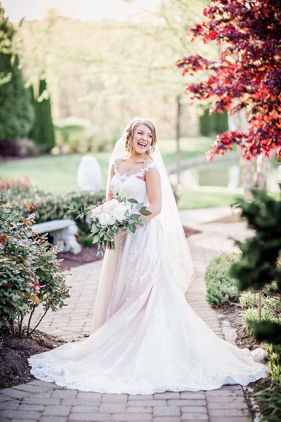 In the garden at this Castleton Farms Bridal session by Knoxville Wedding Photographer, Amanda May Photos.