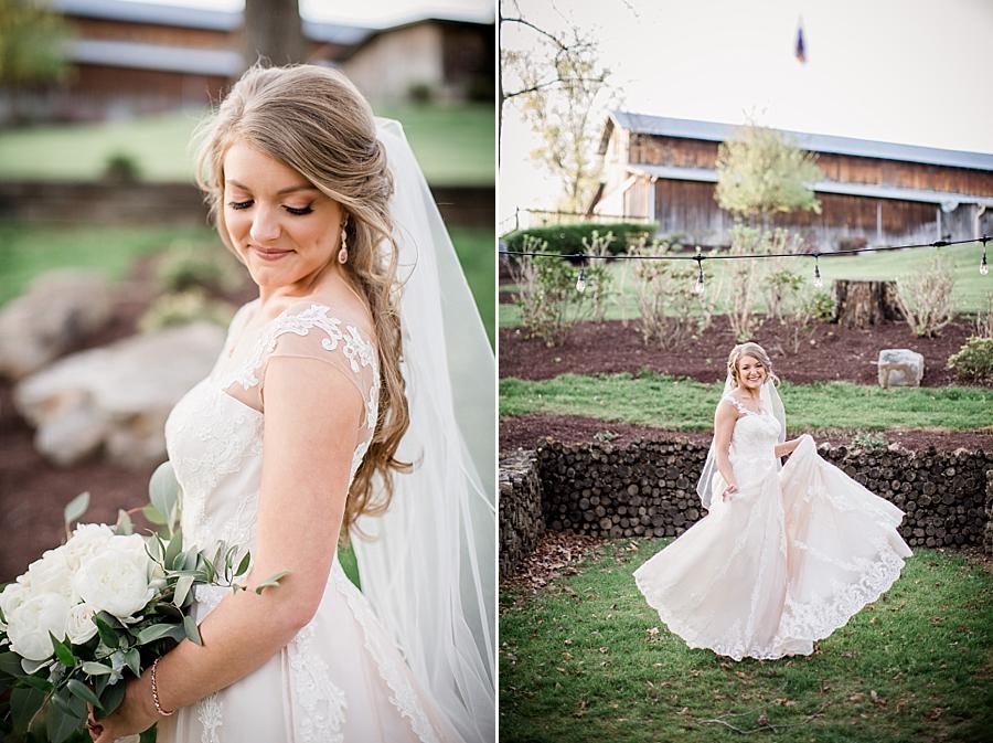 Twirling at this Castleton Farms Bridal session by Knoxville Wedding Photographer, Amanda May Photos.
