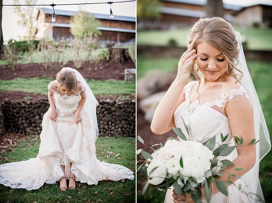 Gold shoes at this Castleton Farms Bridal session by Knoxville Wedding Photographer, Amanda May Photos.