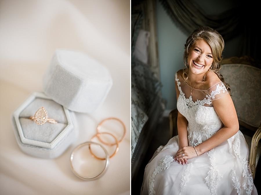 The rings at this Castleton Farms Wedding by Knoxville Wedding Photographer, Amanda May Photos.