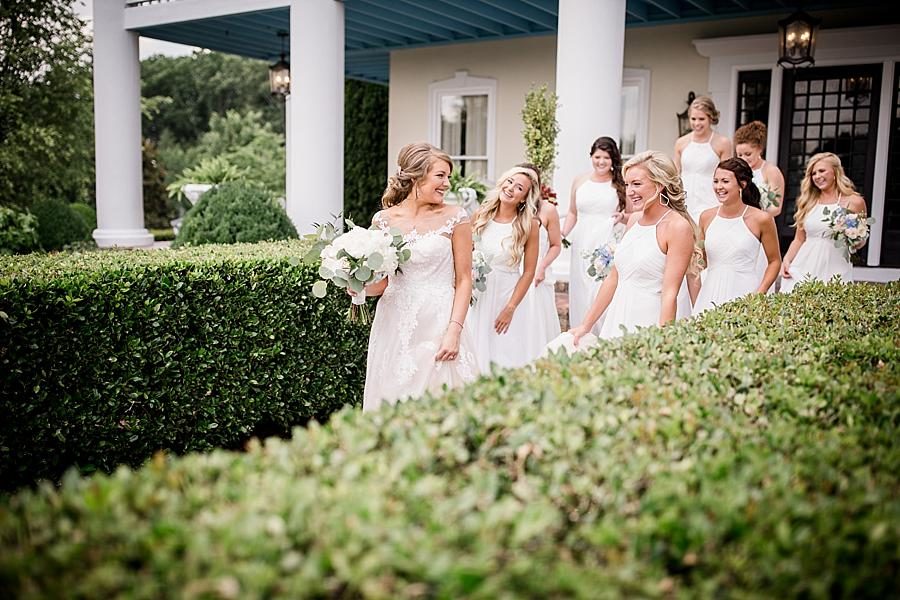 Walking down the path at this Castleton Farms Wedding by Knoxville Wedding Photographer, Amanda May Photos.