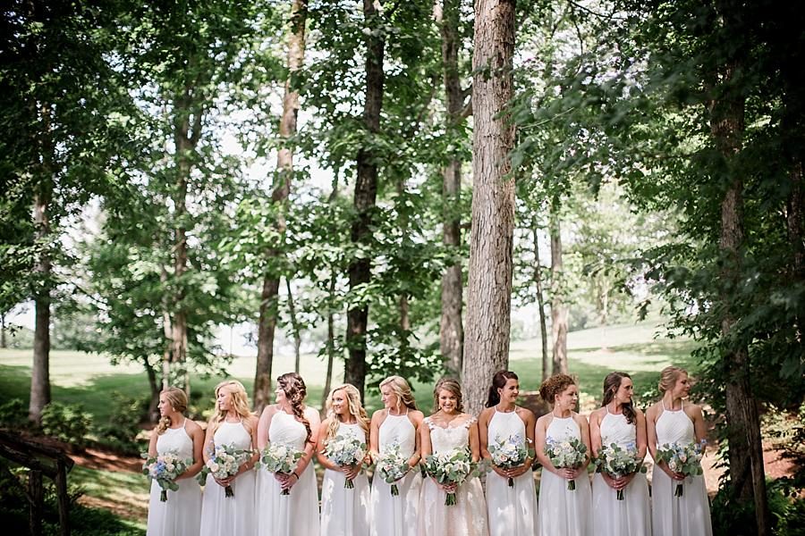 White bridesmaid dresses at this Castleton Farms Wedding by Knoxville Wedding Photographer, Amanda May Photos.