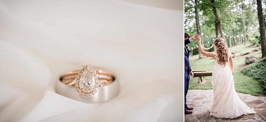 Rings nestled together at this Castleton Farms Wedding by Knoxville Wedding Photographer, Amanda May Photos.