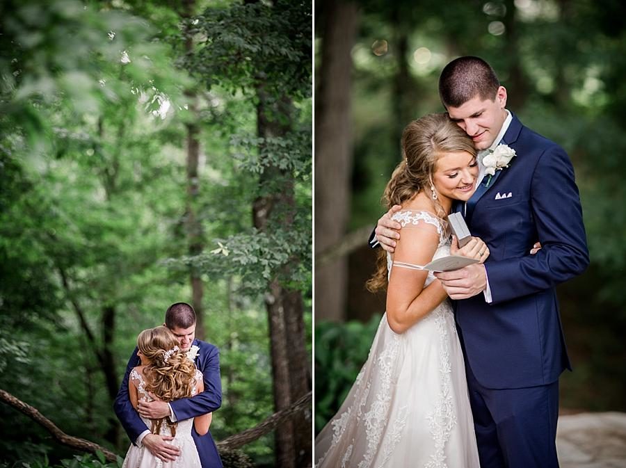 Exchanging gifts at this Castleton Farms Wedding by Knoxville Wedding Photographer, Amanda May Photos.