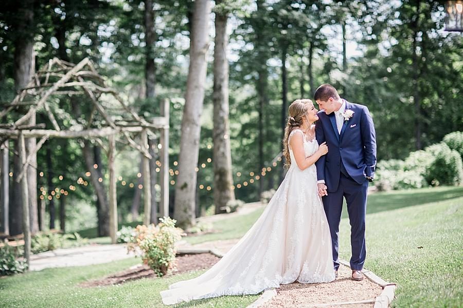 Looking into each other's eyes at this Castleton Farms Wedding by Knoxville Wedding Photographer, Amanda May Photos.