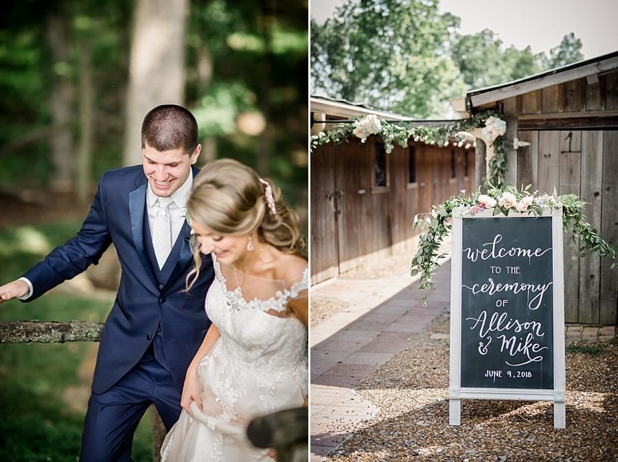 Welcome sign at this Castleton Farms Wedding by Knoxville Wedding Photographer, Amanda May Photos.