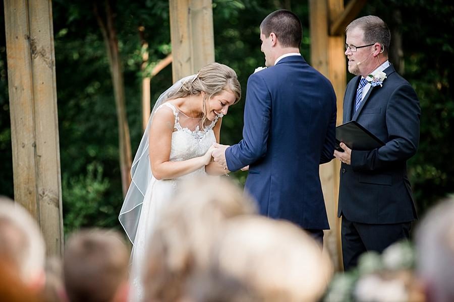 Exchanging vows at this Castleton Farms Wedding by Knoxville Wedding Photographer, Amanda May Photos.