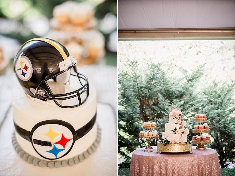 Steelers grooms cake at this Castleton Farms Wedding by Knoxville Wedding Photographer, Amanda May Photos.