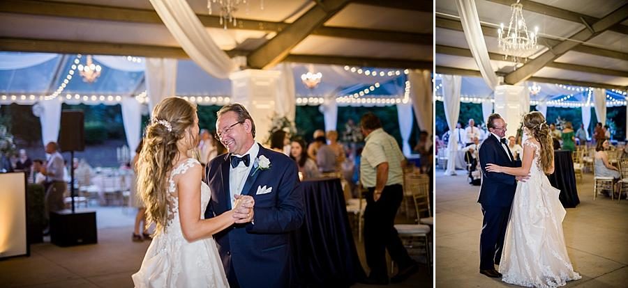 Daddy daughter dance at this Castleton Farms Wedding by Knoxville Wedding Photographer, Amanda May Photos.