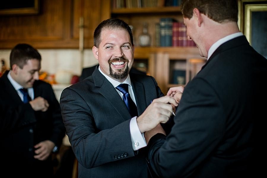 Groom getting ready at this Christopher Place wedding by Knoxville Wedding Photographer, Amanda May Photos