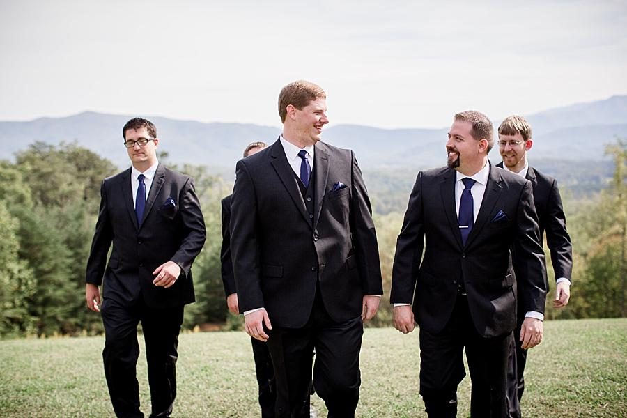 Candid groom and groomsmen at this Christopher Place wedding by Knoxville Wedding Photographer, Amanda May Photos