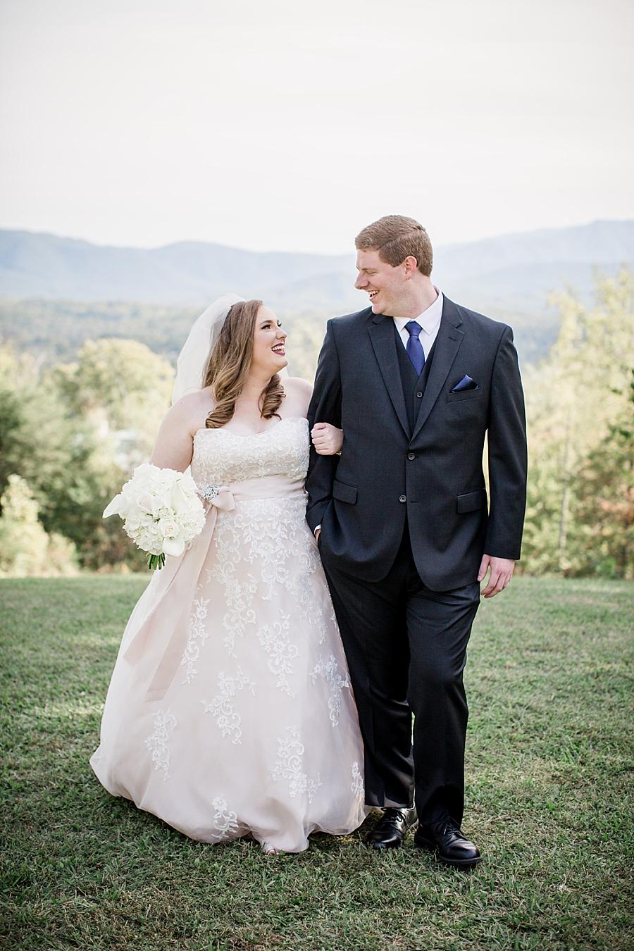 Bride and groom looking at each other at this Christopher Place wedding by Knoxville Wedding Photographer, Amanda May Photos