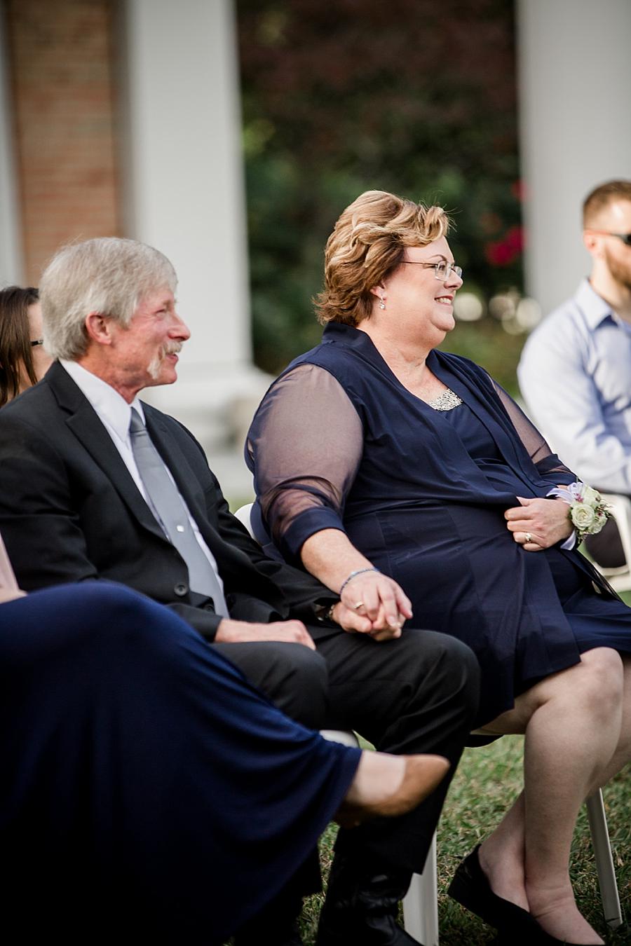 Parent at ceremony at this Christopher Place wedding by Knoxville Wedding Photographer, Amanda May Photos