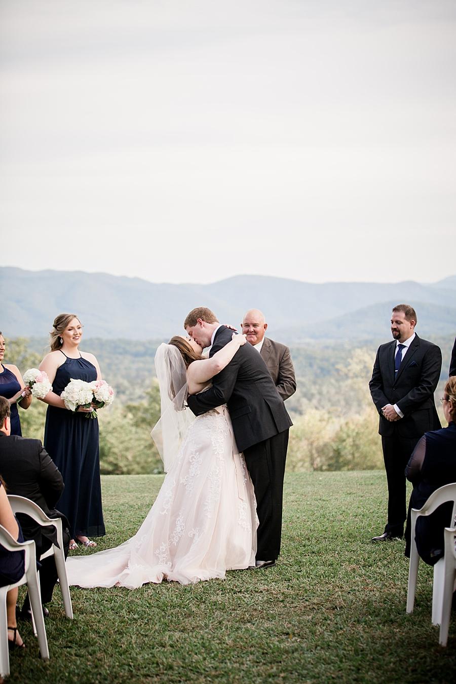 You may now kiss the bride at this Christopher Place wedding by Knoxville Wedding Photographer, Amanda May Photos