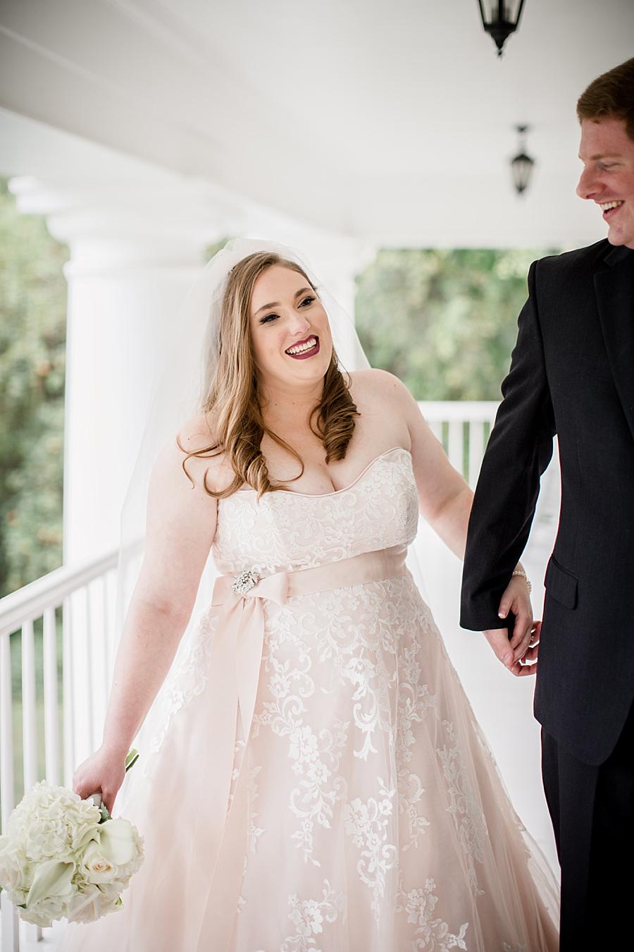 Candid bride at this Christopher Place wedding by Knoxville Wedding Photographer, Amanda May Photos