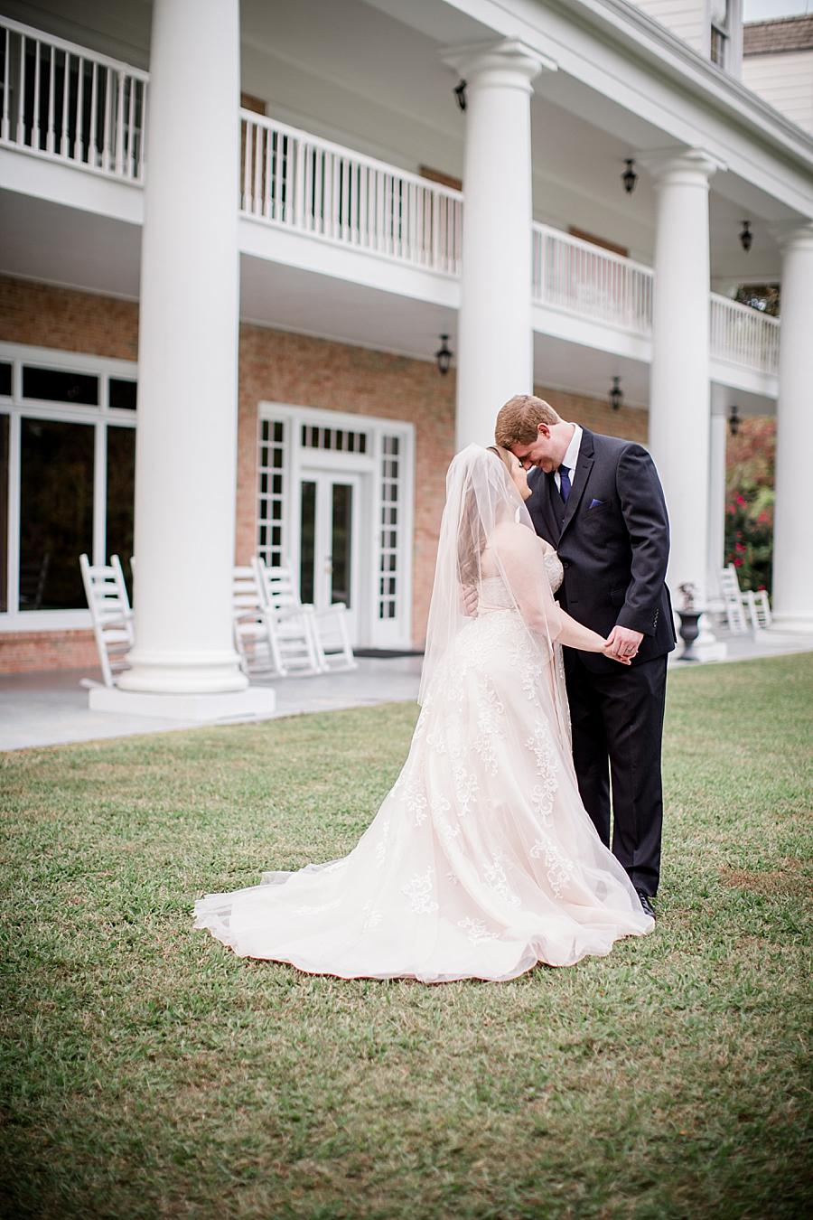 Bride and groom looking into each other's eyes at this Christopher Place wedding by Knoxville Wedding Photographer, Amanda May Photos