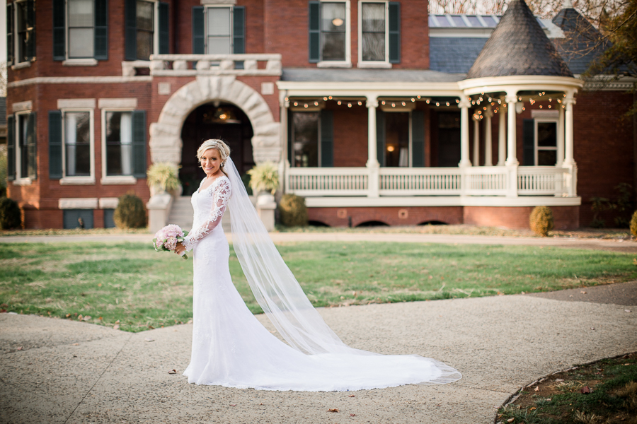 Wide shot with veil at Historic Westwood by Knoxville Wedding Photographer, Amanda May Photos.