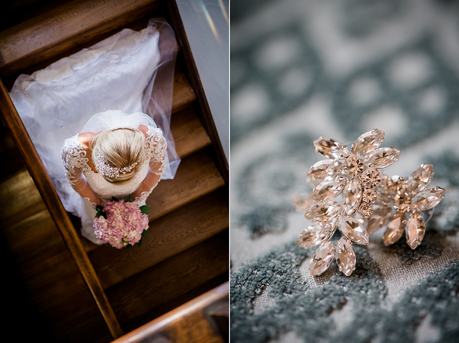 Looking down on stairs at Historic Westwood by Knoxville Wedding Photographer, Amanda May Photos.