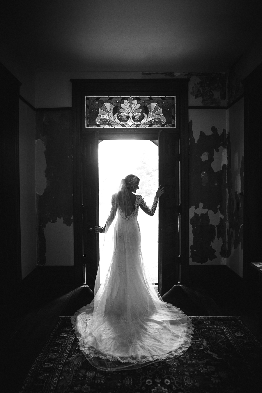 Standing in doorway at Historic Westwood by Knoxville Wedding Photographer, Amanda May Photos.