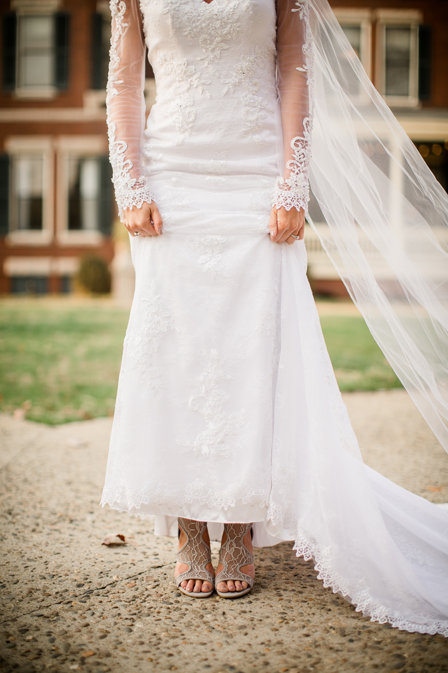 Showing off her shoes at Historic Westwood by Knoxville Wedding Photographer, Amanda May Photos.