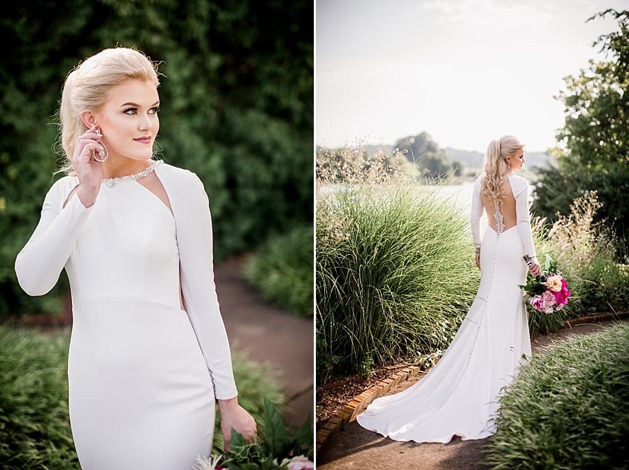 Diamond earrings at this Crescent Bend Bridal Session by Knoxville Wedding Photographer, Amanda May Photos.