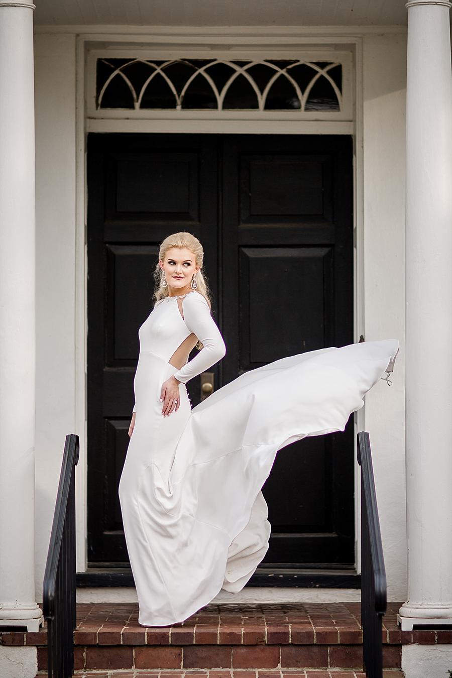 Flowing dress at this Crescent Bend Bridal Session by Knoxville Wedding Photographer, Amanda May Photos.