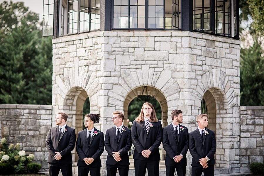 Groomsmen looking away at this Kincaid House Wedding by Knoxville Wedding Photographer, Amanda May Photos.