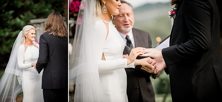 Exchanging rings at this Kincaid House Wedding by Knoxville Wedding Photographer, Amanda May Photos.