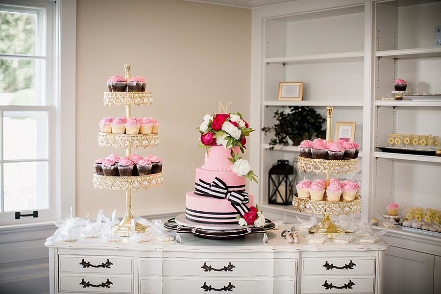 Pink cake at this Kincaid House Wedding by Knoxville Wedding Photographer, Amanda May Photos.
