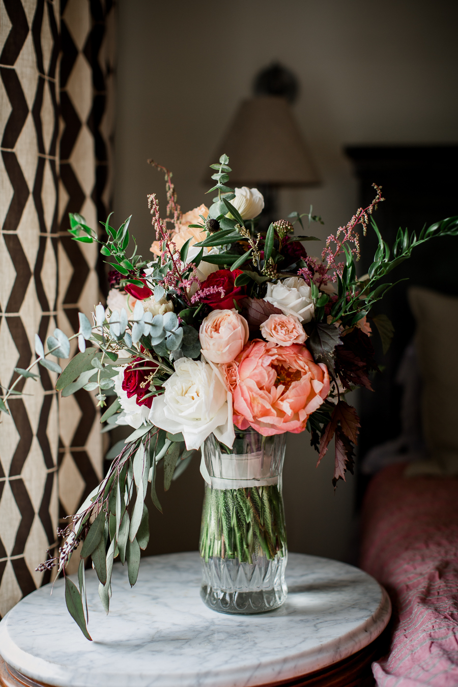 Flower arrangement on table at this North Carolina Elopement by Knoxville Wedding Photographer, Amanda May Photos.