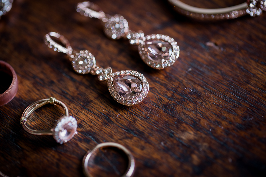 Earrings with rings at this North Carolina Elopement by Knoxville Wedding Photographer, Amanda May Photos.