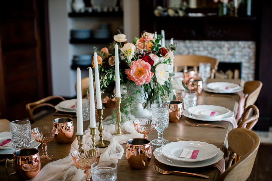 Table set up at this North Carolina Elopement by Knoxville Wedding Photographer, Amanda May Photos.