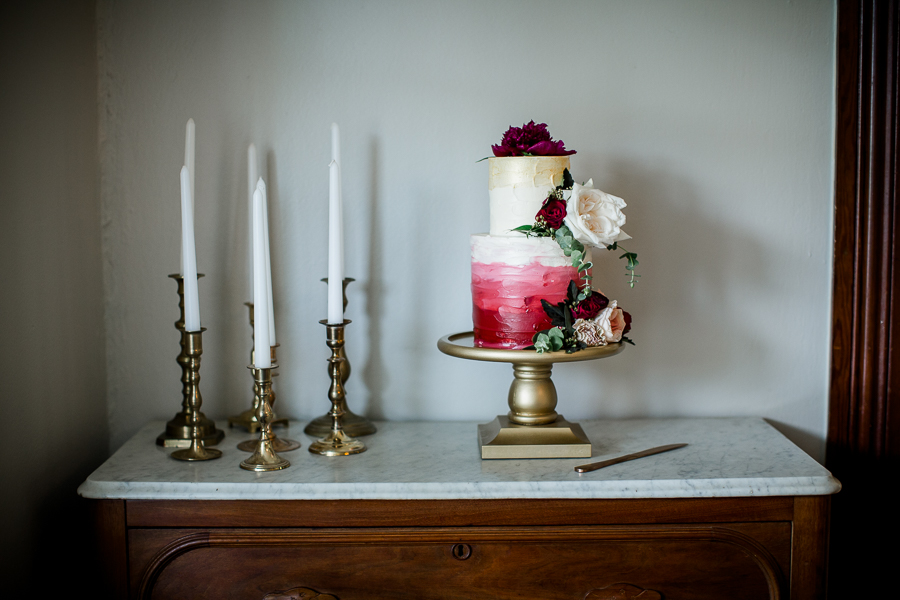 Cake with candles at this North Carolina Elopement by Knoxville Wedding Photographer, Amanda May Photos.