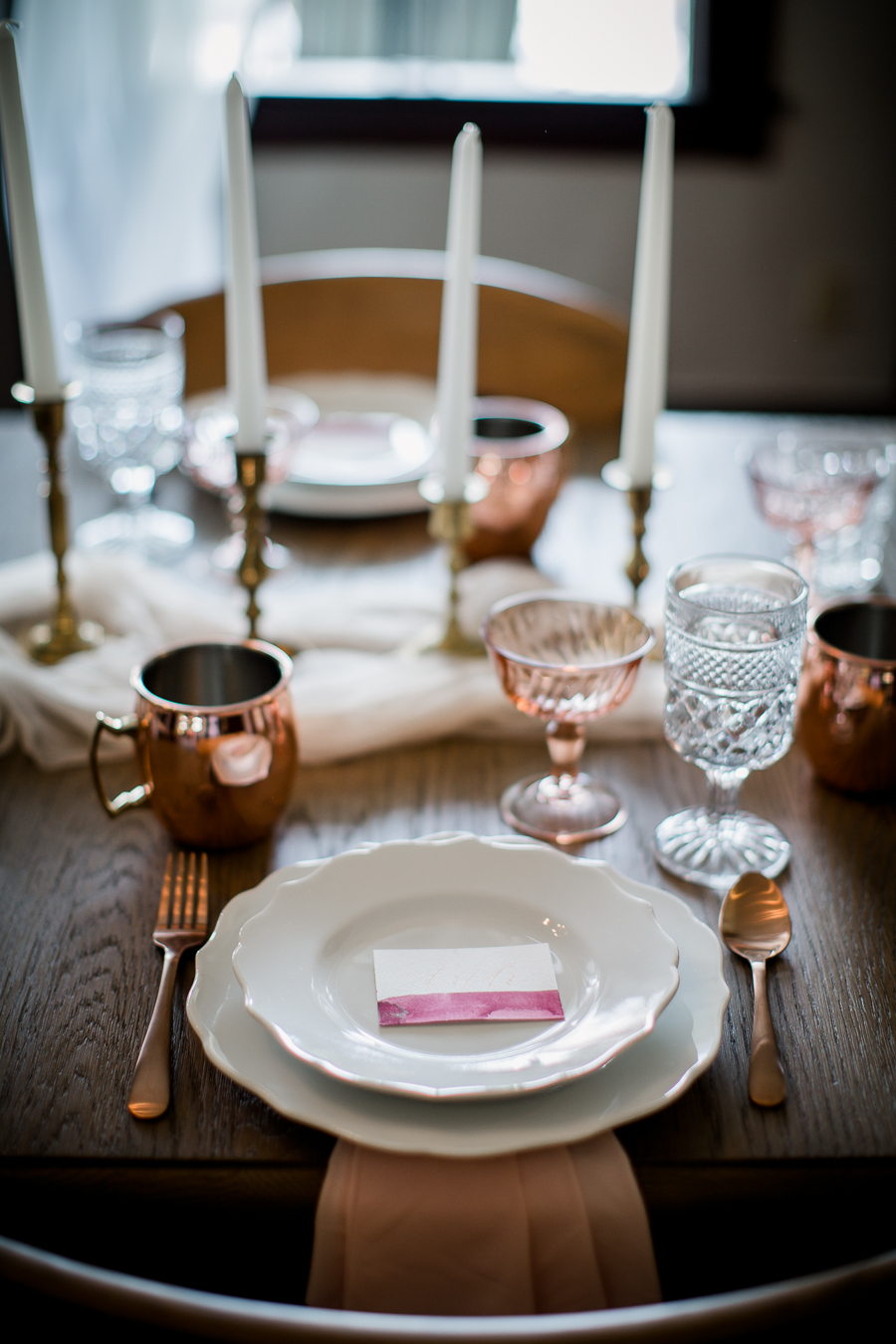 Table settings at this North Carolina Elopement by Knoxville Wedding Photographer, Amanda May Photos.