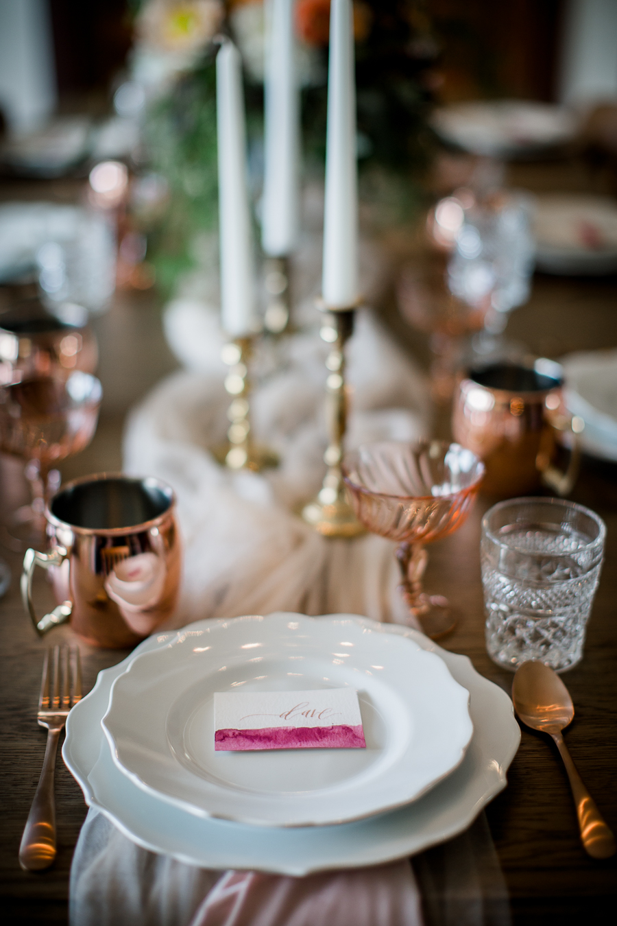 Table setting at this North Carolina Elopement by Knoxville Wedding Photographer, Amanda May Photos.