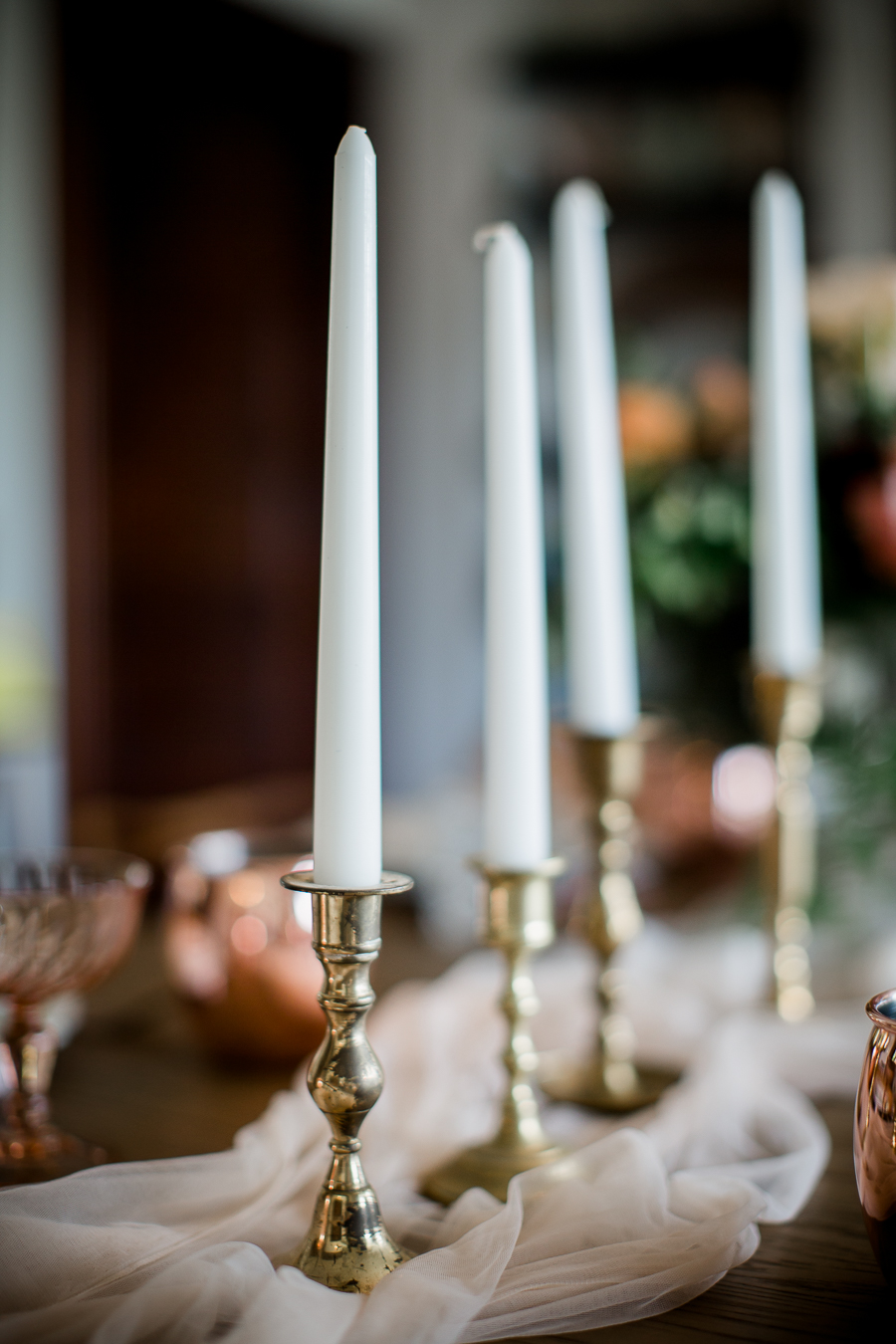 Table candles at this North Carolina Elopement by Knoxville Wedding Photographer, Amanda May Photos.