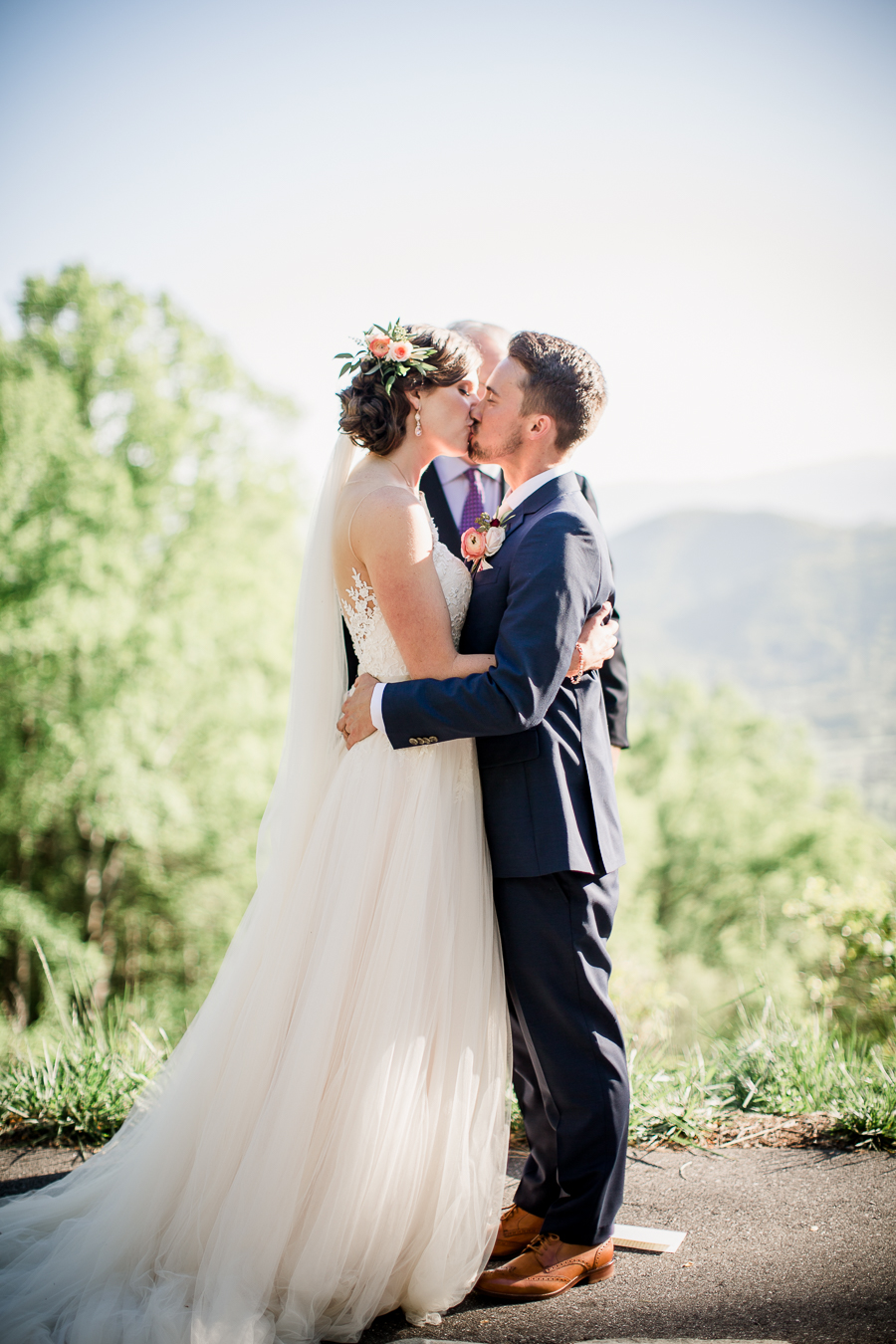 Kissing his new Bride at this North Carolina Elopement by Knoxville Wedding Photographer, Amanda May Photos.