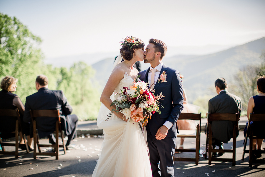 Kissing at this North Carolina Elopement by Knoxville Wedding Photographer, Amanda May Photos.