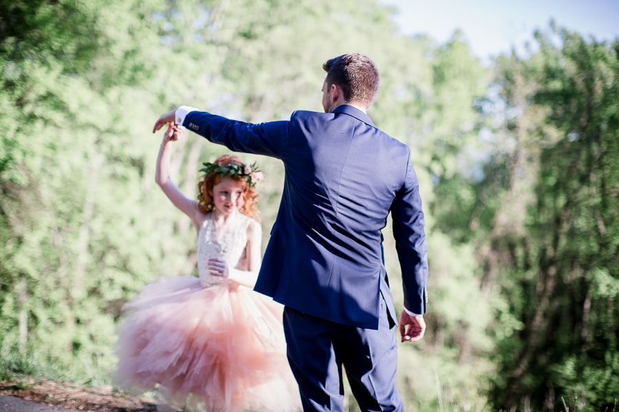 Groom and Flower Girl dancing at this North Carolina Elopement by Knoxville Wedding Photographer, Amanda May Photos.