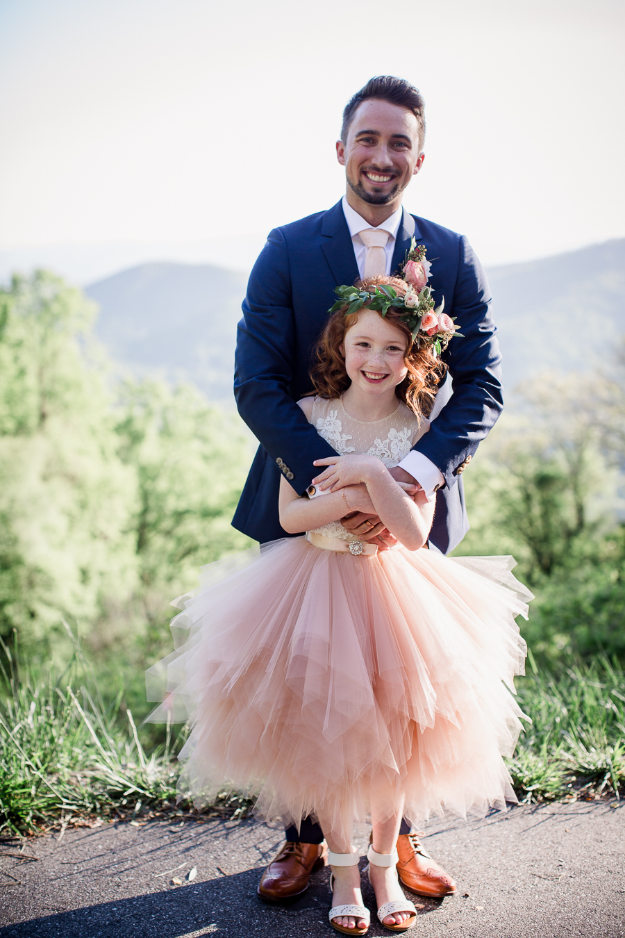 Groom and Flower Girl at this North Carolina Elopement by Knoxville Wedding Photographer, Amanda May Photos.