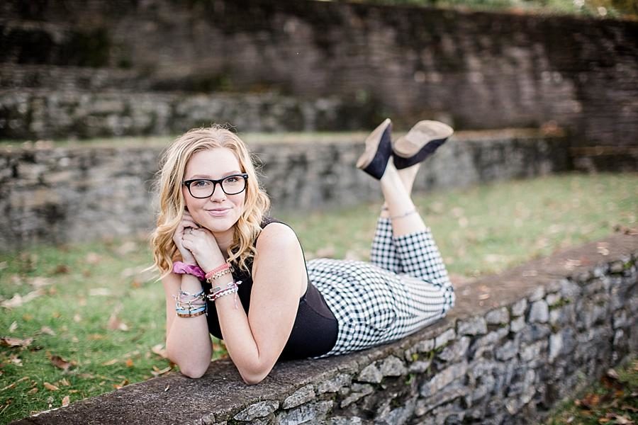 Ankles crossed at this Knoxville Botanical Senior Session by Knoxville Wedding Photographer, Amanda May Photos.