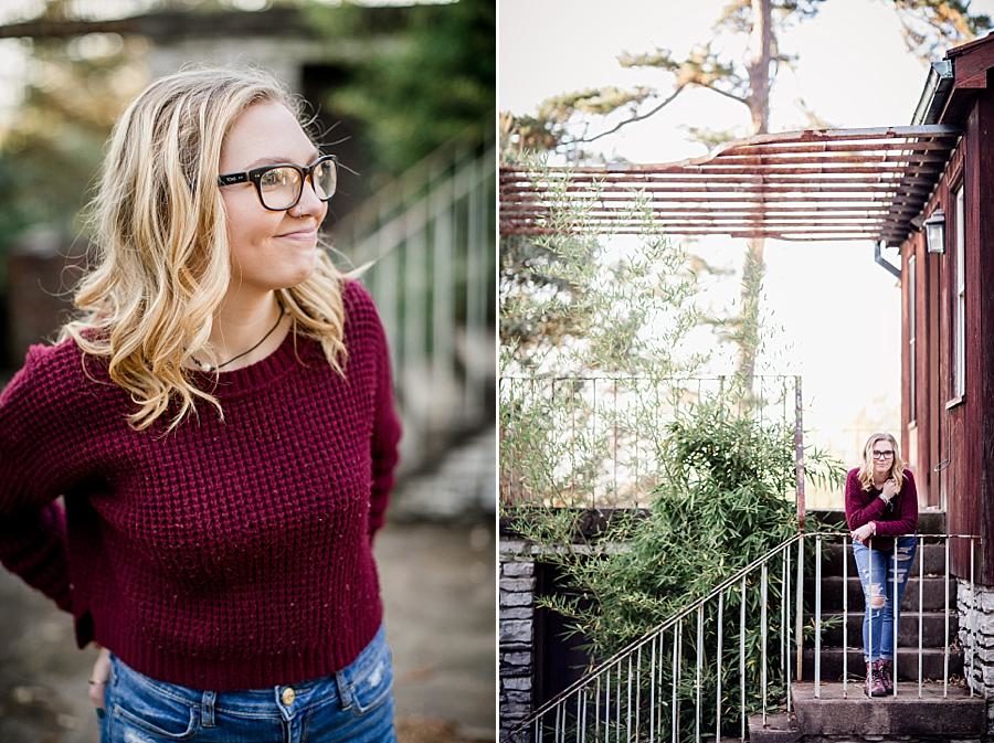 Metal railings at this Knoxville Botanical Senior Session by Knoxville Wedding Photographer, Amanda May Photos.