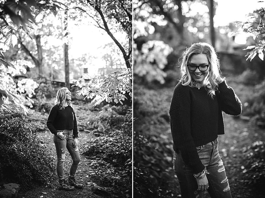 Black and white at this Knoxville Botanical Senior Session by Knoxville Wedding Photographer, Amanda May Photos.