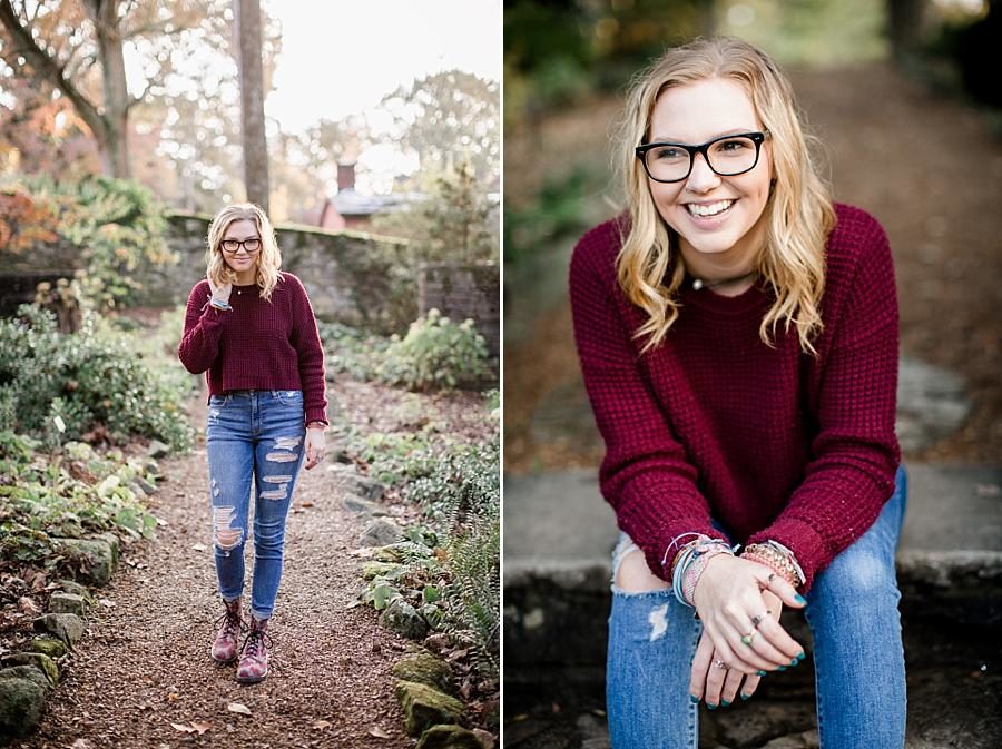 Floral combat boots at this Knoxville Botanical Senior Session by Knoxville Wedding Photographer, Amanda May Photos.