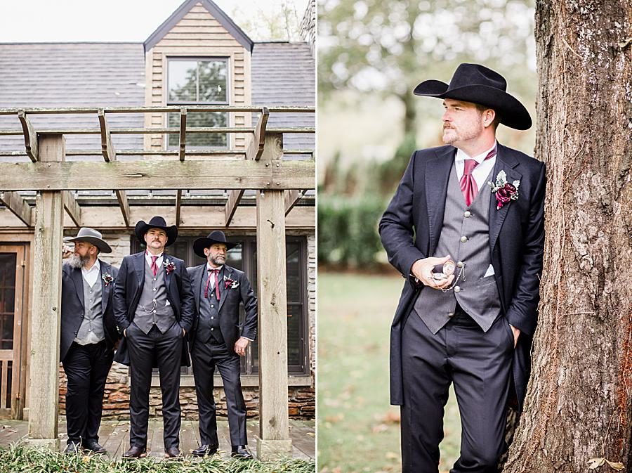 Cowboy groomsmen at this Arrington Vineyard wedding by Knoxville Wedding Photographer, Amanda May Photos.