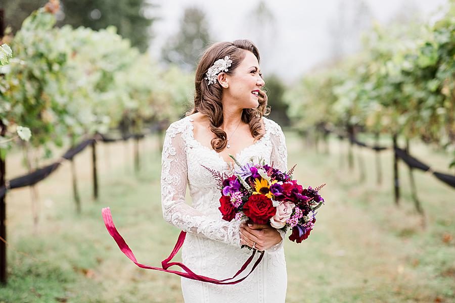 Bridal curls at this Arrington Vineyard wedding by Knoxville Wedding Photographer, Amanda May Photos.