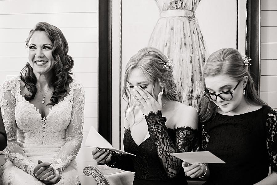 Wiping tears at this Arrington Vineyard wedding by Knoxville Wedding Photographer, Amanda May Photos.