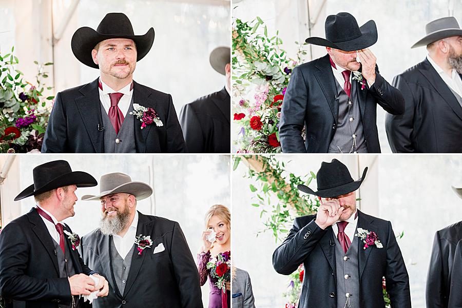 Groom's reaction at this Arrington Vineyard wedding by Knoxville Wedding Photographer, Amanda May Photos.