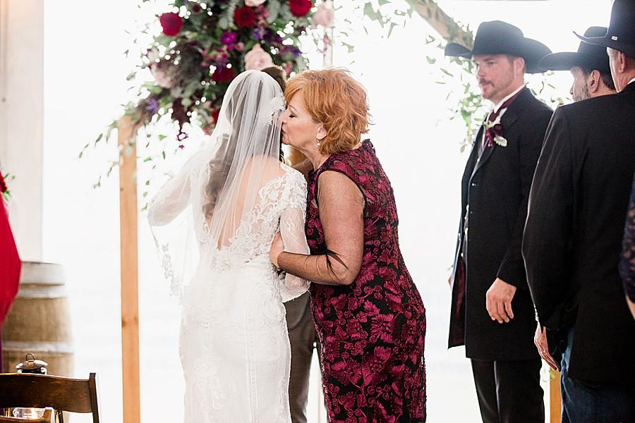 Kiss on the cheek at this Arrington Vineyard wedding by Knoxville Wedding Photographer, Amanda May Photos.