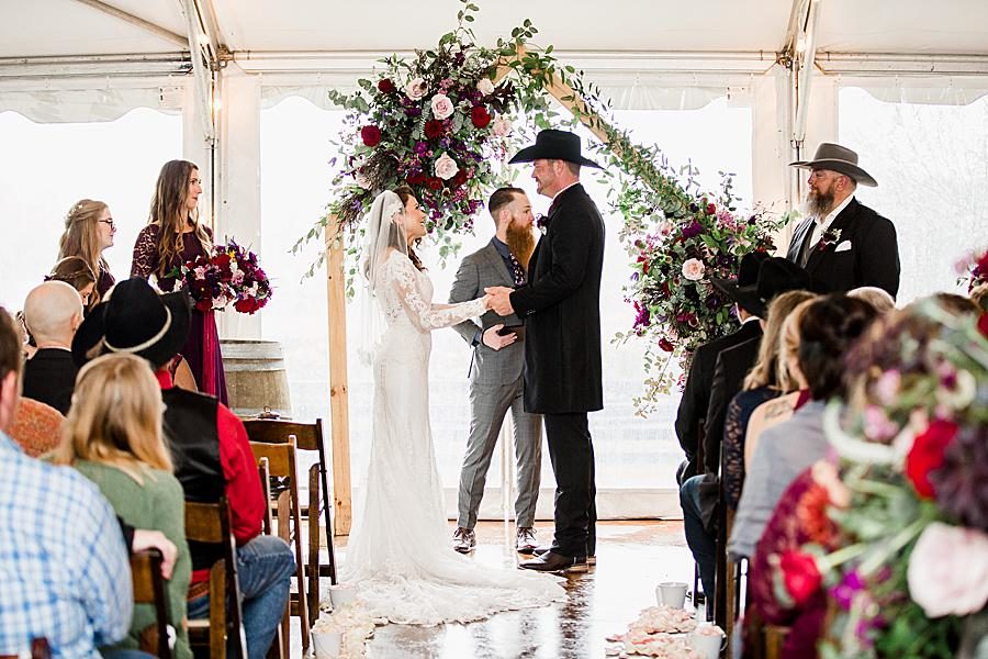 Becoming husband and wife at this Arrington Vineyard wedding by Knoxville Wedding Photographer, Amanda May Photos.